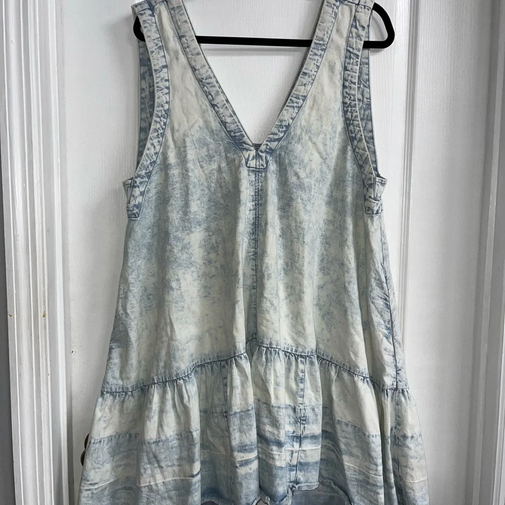 Free People Sky Blue Denim V-Neck Dress - Picture 4 of 7